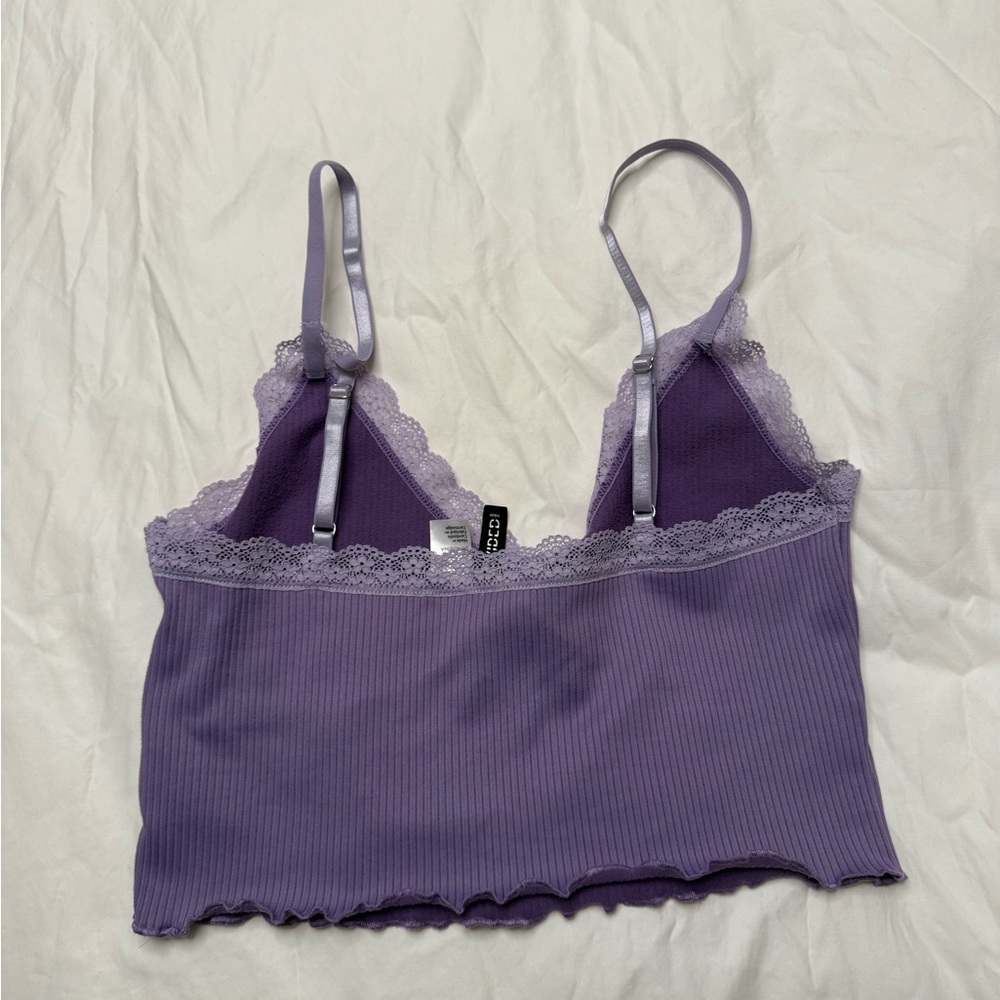 Divided Lavender Lace Ribbed Top - Picture 3 of 4